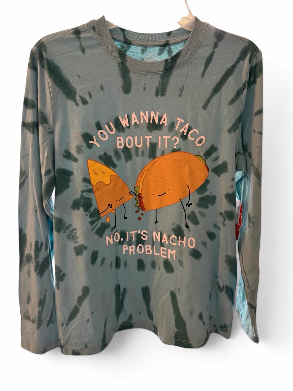 wonder nation Tie-Dye Taco Graphic Long-Sleeve Tee - Teal Blue